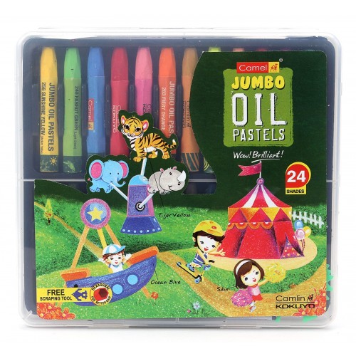 Camel Jumbo Oil Pastels 24c Plastic Box
