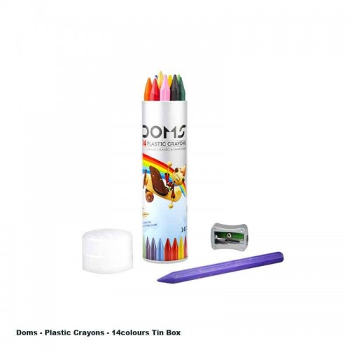 Doms Plastic Crayons 14c Metal Box