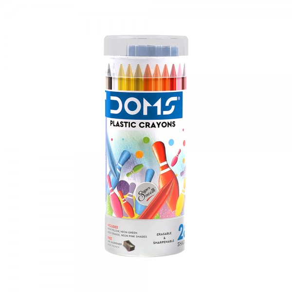 Doms Plastic Crayons 28c Metal Box