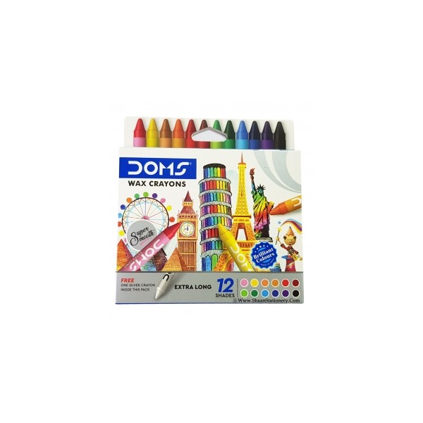 Doms Wax Crayons Extra Long 12c