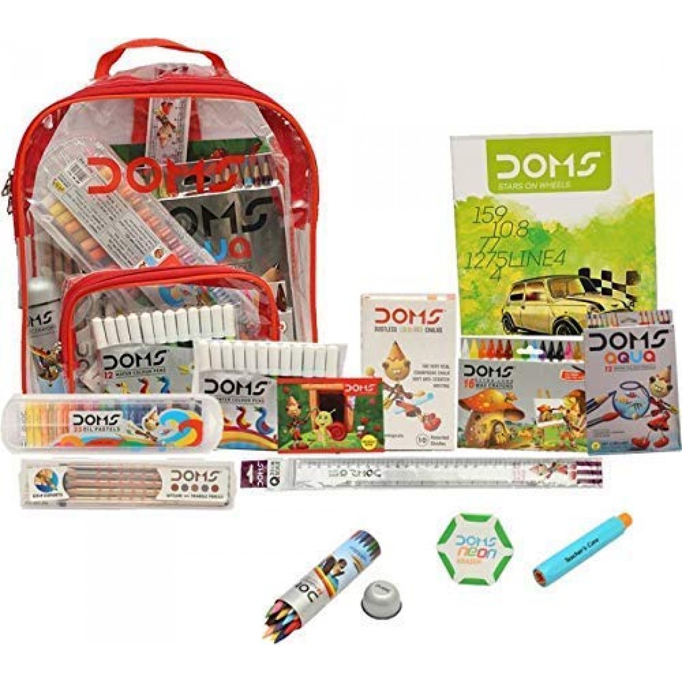 Doms Smart School Kit with Transparent Zipper Bag
